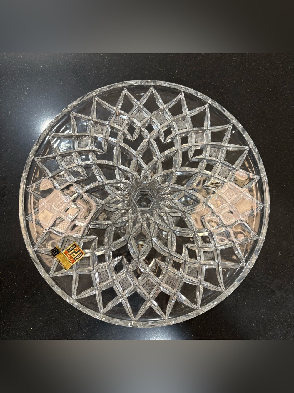 Peedee West German Hand Cut Lead Crystal Cake Dish-Serving Platter